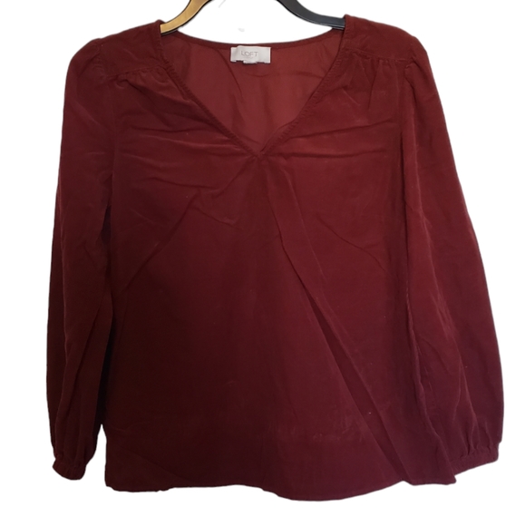 LOFT Tops - 3/$15 Loft Corduroy V-Neck Red Blouse